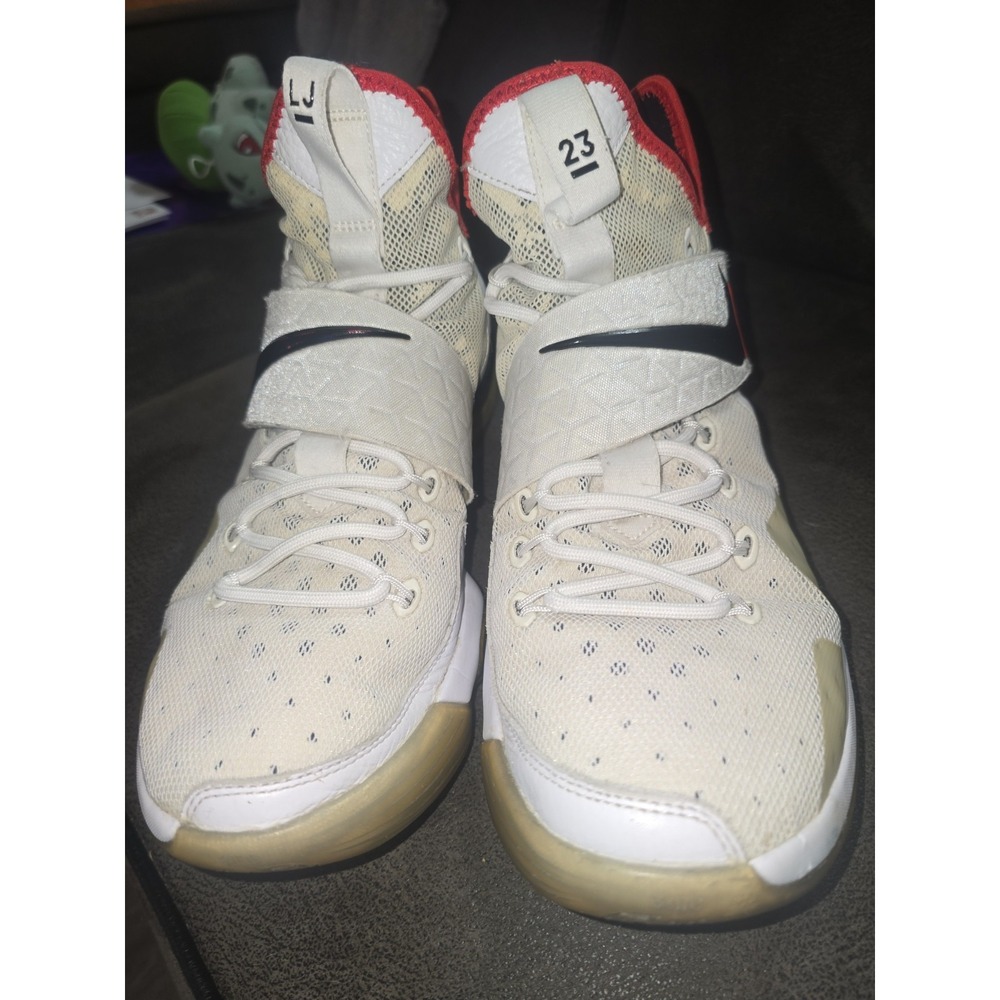 Lebron James Nike Men's Athletic Shoes in Cream with Red and Black Accents